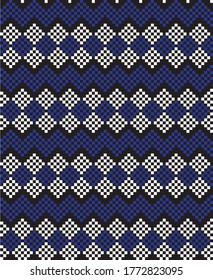 Blue Christmas fair isle pattern background for fashion textiles, knitwear and graphics