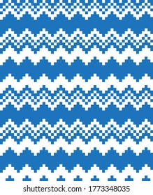 Blue Christmas fair isle pattern background for fashion textiles, knitwear and graphics