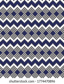 Blue Christmas fair isle pattern background for fashion textiles, knitwear and graphics