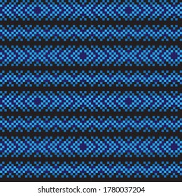 Blue Christmas fair isle pattern background for fashion textiles, knitwear and graphics