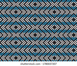 Blue Christmas fair isle pattern background for fashion textiles, knitwear and graphics