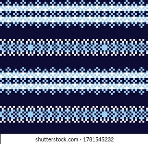 Blue Christmas fair isle pattern background for fashion textiles, knitwear and graphics