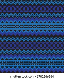 Blue Christmas fair isle pattern background for fashion textiles, knitwear and graphics