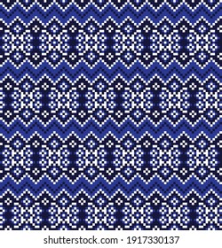Blue Christmas fair isle pattern background for fashion textiles, knitwear and graphics