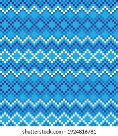 Blue Christmas fair isle pattern background for fashion textiles, knitwear and graphics