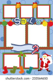 Blue Christmas frame for seven photos