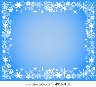 blue christmas frame with snowflakes