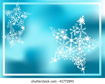 Blue christmas frame - vector illustration