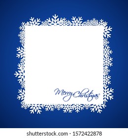 Blue Christmas gift card, Merry Christmas snowflake background with space for your wishes, modern holiday vector illustration