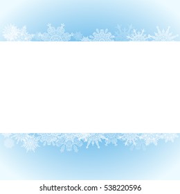 Blue Christmas gradient background with snowflakes clean white middle