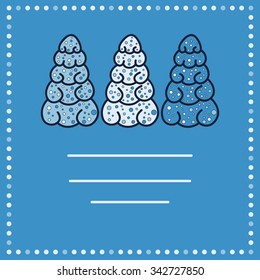Blue Christmas greeting card  with Christmas trees