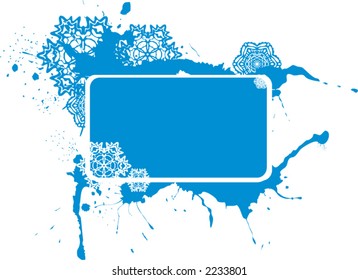 blue christmas grunge  background with snowflakes - vector
