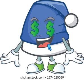 Blue christmas hat with Money eye cartoon character design