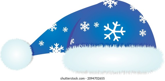 Blue christmas hat. vector graphics