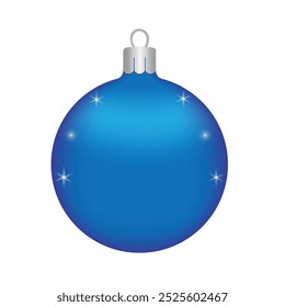 Blue Christmas Holiday Ball on a white background. Decorations for New Year tree and Christmas design. Vector realistic object Illustration 10 EPS