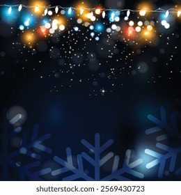 Blue Christmas Lights Background Vector