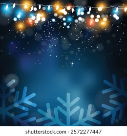 Blue Christmas Lights Background Vector