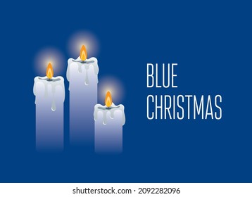 Blue Christmas Longest Night vector. Western Christian tradition. Church service for people in grief for their loved ones in the last year. Burning mourning candles icon vector. Important day