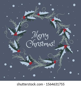 Blue Christmas mistletoe snowflakes holiday vibes