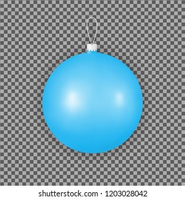 Blue Christmas ornaments for holiday decorations. Glass ball toy.