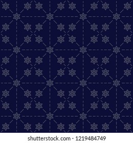 Blue Christmas pattern with snowflakes, vector illustration