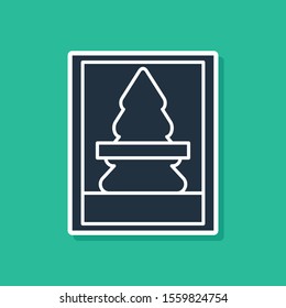 Blue Christmas postcard icon isolated on green background. Merry Christmas and Happy New Year.  Vector Illustration