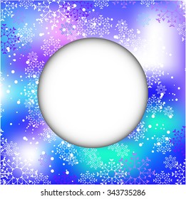 Blue Christmas poster, background, backdrop, card with white, simple, falling snowflakes, place for text