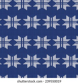 Blue Christmas Seamless Knitting Pattern, vector illustration