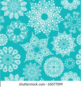 Blue christmas seamless pattern with snowflakes on white