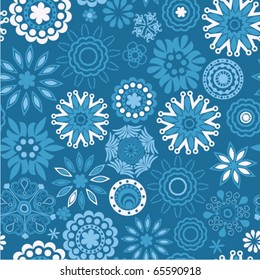 Blue christmas seamless pattern with snowflakes