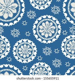 Blue Christmas seamless pattern / texture with snowflakes. 