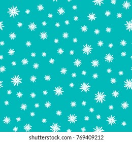 Blue Christmas snowflake background. Seamless pattern. Vector illustration.