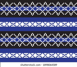 Blue Christmas snowflake fair isle pattern background suitable for fashion textiles, knitwear and graphics