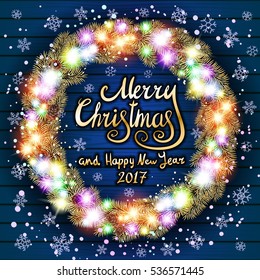 Blue Christmas Snowflake Wreath. Vector illustration EPS10