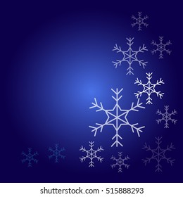 Blue Christmas snowflakes background.