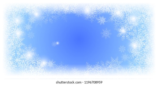 Blue Christmas snowflakes background. For banner, flyer, poster, cover, template. Vector illustration. EPS10.
