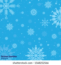 Blue Christmas snowflakes background flat design