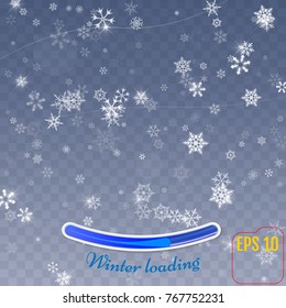 Blue Christmas snowflakes background. Winter loading, Vector