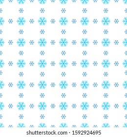 Blue Christmas snowflakes seamless patterns on white background
