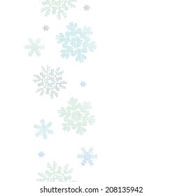 Blue Christmas Snowflakes Textile Texture Vertical Seamless Pattern Background