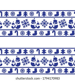 Blue Christmas Snowman seamless pattern background for website graphics, fashion textile