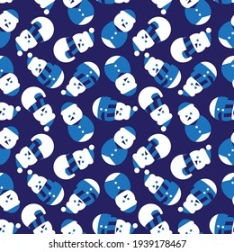 Blue Christmas Snowman diseño de patrones sin fisuras para gráficos de sitios web, textil de moda