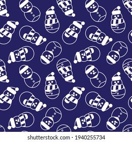 Blue Christmas Snowman seamless pattern design for website graphics, fashion textile