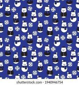 Blue Christmas Snowman seamless pattern design for website graphics, fashion textile