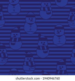 Blue Christmas Snowman seamless pattern design for website graphics, fashion textile