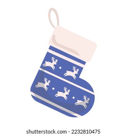 Blue Christmas sock on white background
