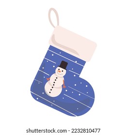 Blue Christmas sock on white background