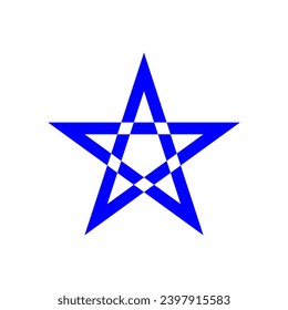 Blue Christmas star award line icon illustration. Pentagram logo isolated on white background vector.