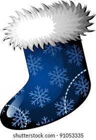 Blue Christmas stocking over white