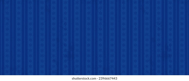 Blue Christmas striped banner with snowflakes. Merry Christmas and Happy New Year greeting banner. Horizontal new year background, headers, posters, cards, website. Vector illustration